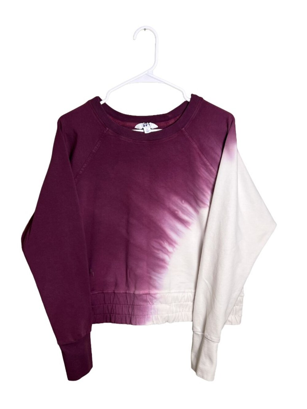JoyLab Dip Dye Cropped Sweatshirt Maroon White Large